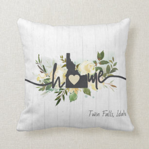 Idaho State Personalized Your Home City Rustic Throw Pillow