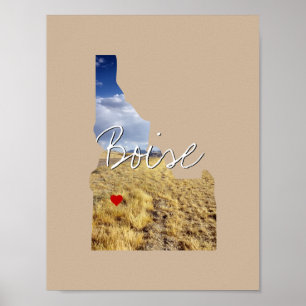 Idaho State Photo insert and town name Poster