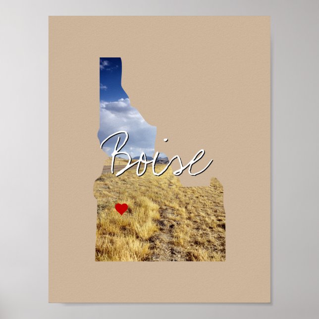 Idaho State Photo insert and town name Poster (Front)