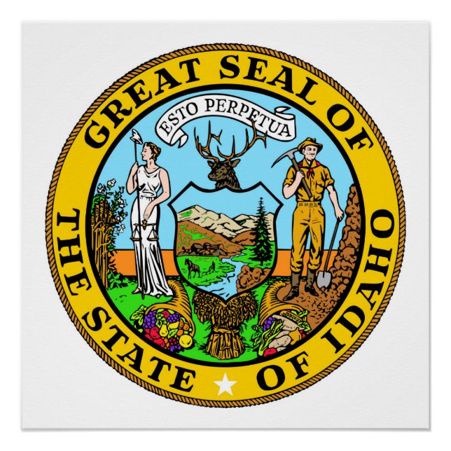 Idaho state seal america republic symbol flag poster (Front)