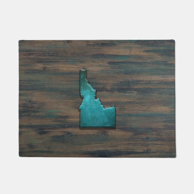 Idaho State Shape Teal Doormat (Front)