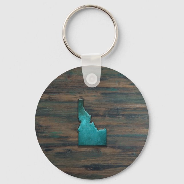 Idaho State Shape Teal Keychain (Front)