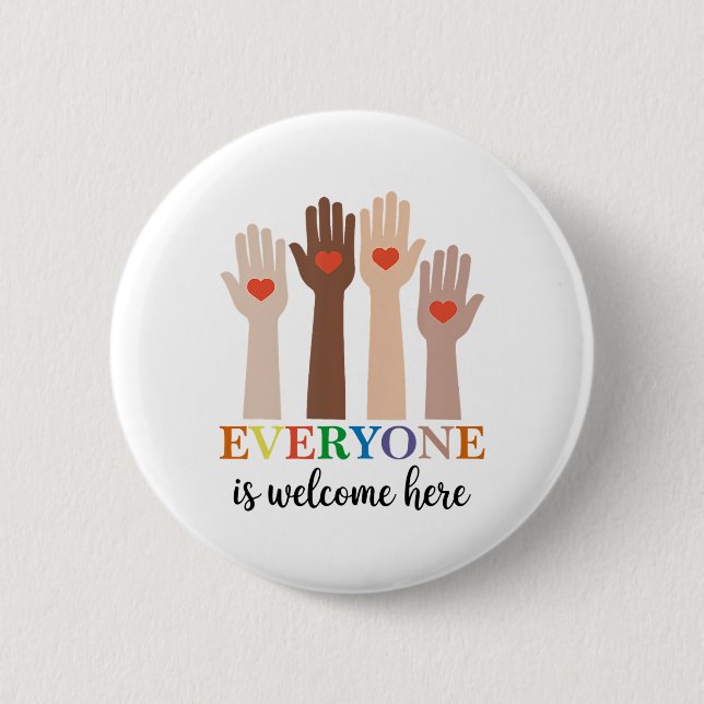 Idaho Teacher Everyone Is Welcome Here Fist Hand S 2 Inch Round Button (Front)