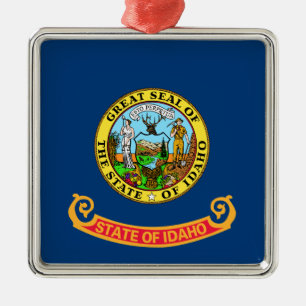 Idaho the Gem State Flag by Emma Edwards Green Met Metal Ornament