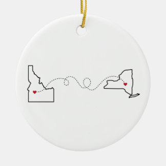 Idaho to New York - Heart2Heart Ceramic Ornament
