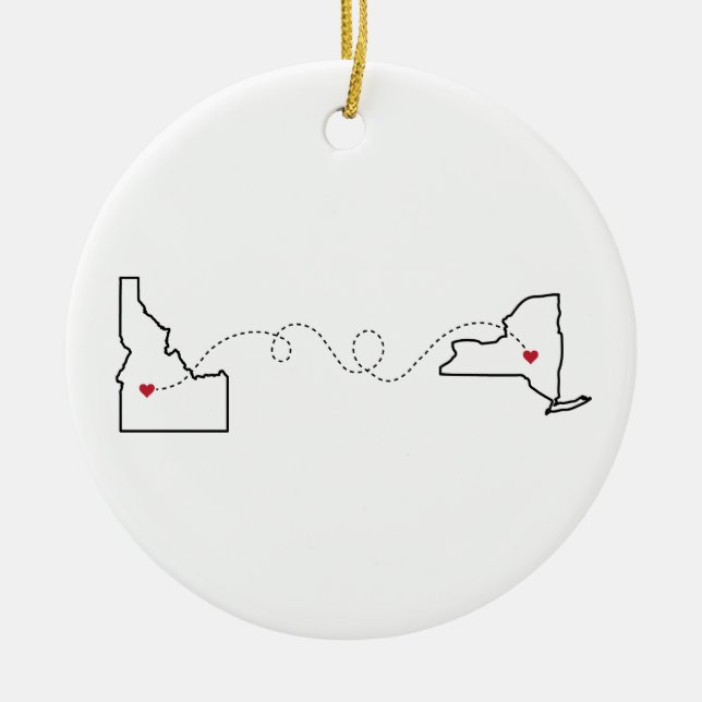 Idaho to New York - Heart2Heart Ceramic Ornament (Front)