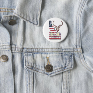 Idaho United States Retro Map Vintage Deer USA 2 Inch Round Button