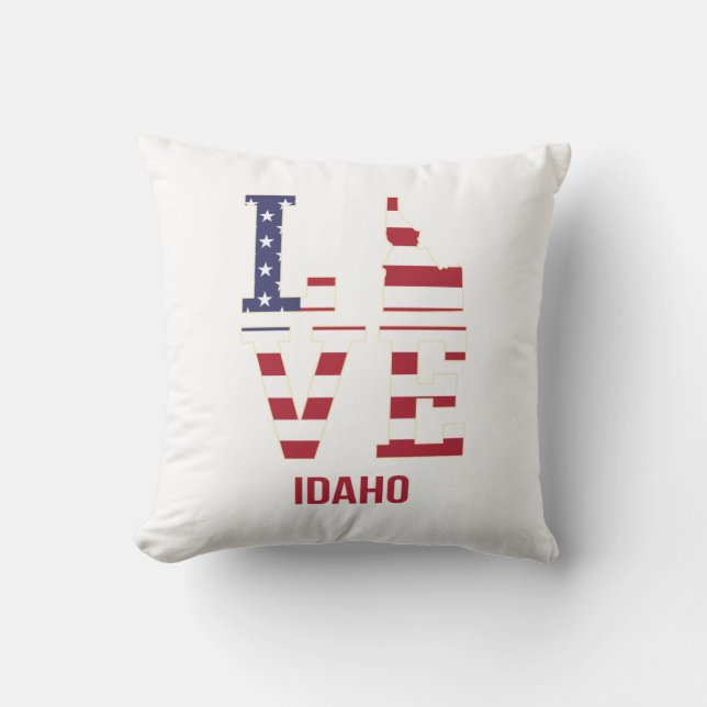 Idaho USA State Love Throw Pillow (Front)