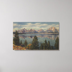 Idaho - View of the Teton Range & Jackson Lake Canvas Print