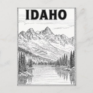 Idaho Vintage Line Art Travel Postcard