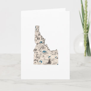 Idaho Vintage Picture Map Large Greeting Card