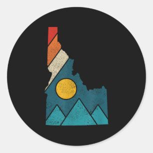 Idaho Vintage State Map Mountains Hikers Camping  Classic Round Sticker