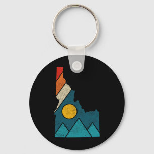 Idaho Vintage State Map Mountains Hikers Camping Keychain