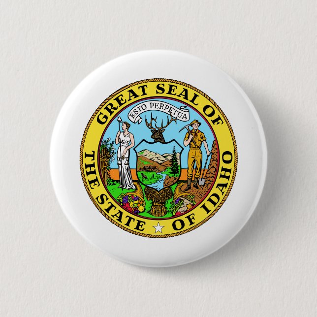 idaho vintage state seal 2 inch round button (Front)