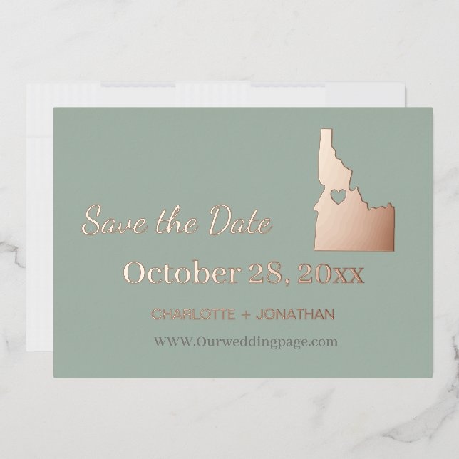 Idaho Wedding Save The Date Rose Gold   (Envelope)