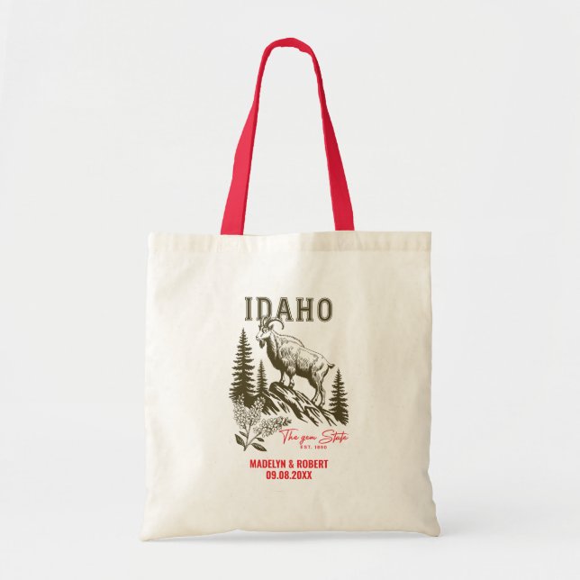 Idaho Wedding Welcome Gift for Bridesmaids, Guests Tote Bag (Front)