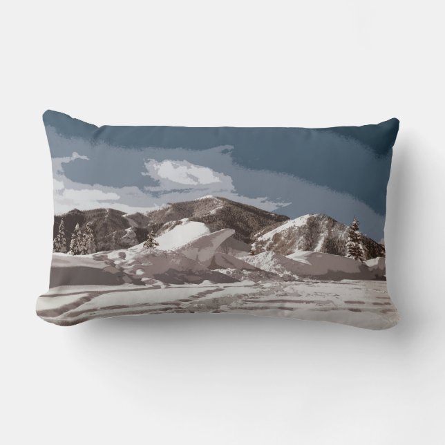 Idaho Winter Scenes Cutout Design Lumbar Pillow (Front)