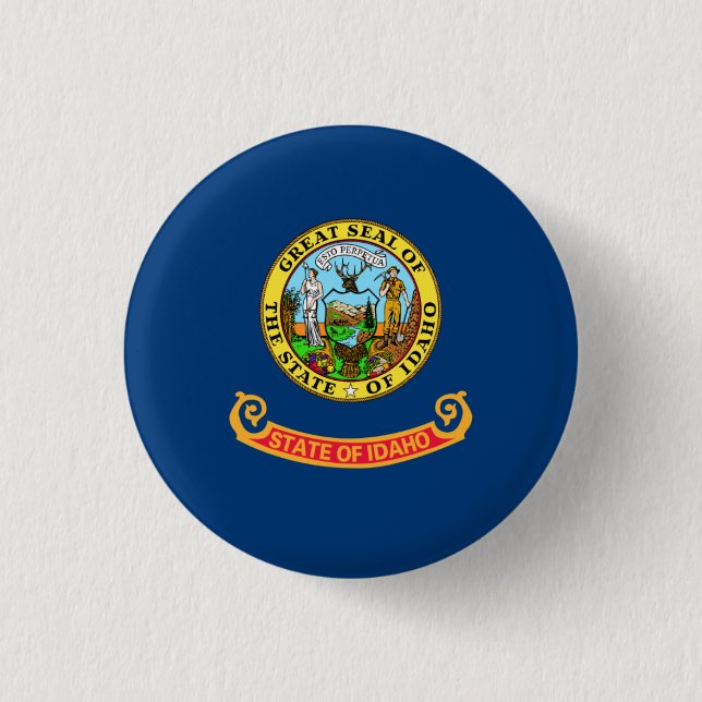 Idahoan Flag, Flag of Idaho 1 Inch Round Button (Front)