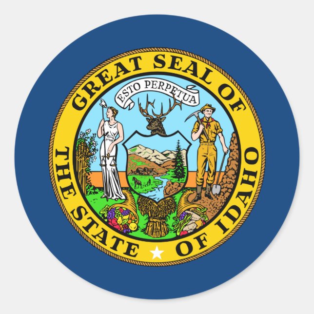 Idahoan Seal, Idaho Classic Round Sticker (Front)