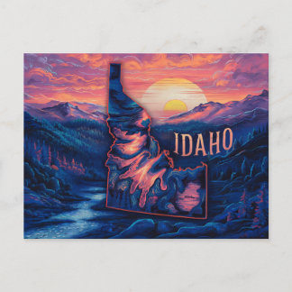 Idaho's Luminous Landscape Vibrant Map Art Postcard