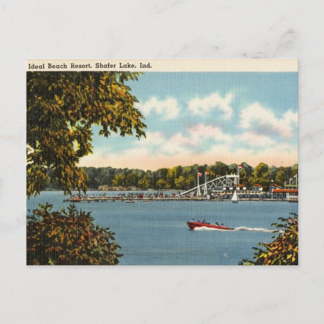 Ideal Beach Resort, Shafer Lake, Indiana Postcard (Front)