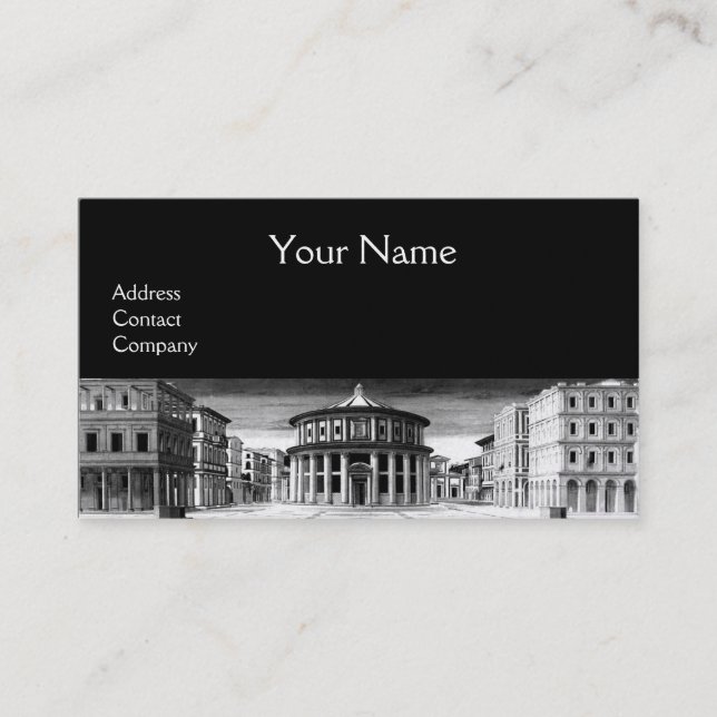 IDEAL CITY,Renaissance Architecture,Black White Business Card (Front)