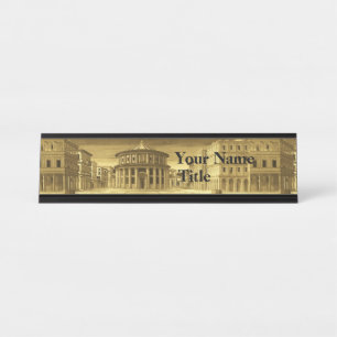 IDEAL CITY,Renaissance Architecture / Gold Yellow Desk Name Plate