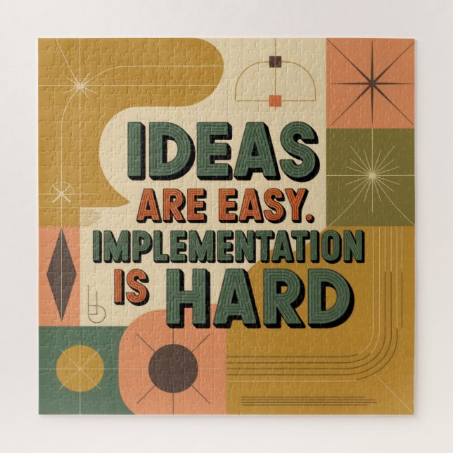 Ideas Are Easy. Implementation Is Hard Jigsaw Puzzle (Vertical)