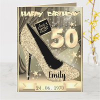 Idée de carte d'anniversaire Gold 50th personnalis