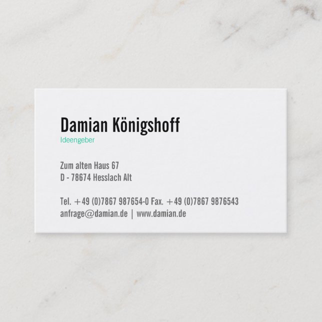 Ideengeber Visitenkarte Business Card (Front)