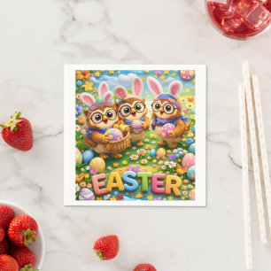idées de Pâques serviette en papier rex hoot