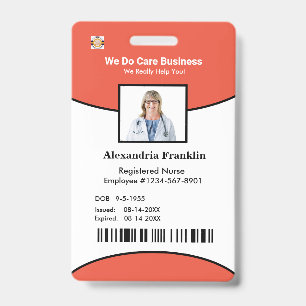 Identification Card Bar Code Photo Employee Badge