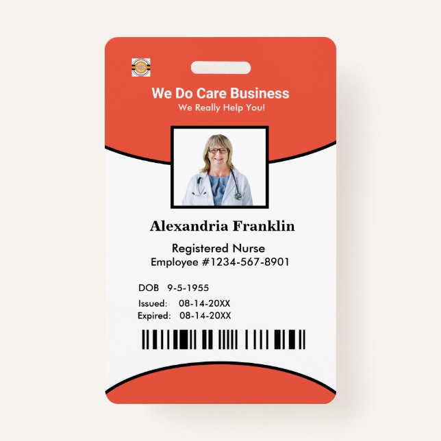 Identification Card Bar Code Photo Employee  Badge (Front)