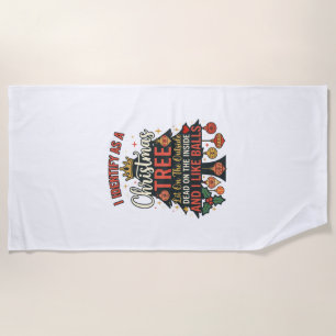 Identify As Christmas Tree Crown Balls Beach Towel