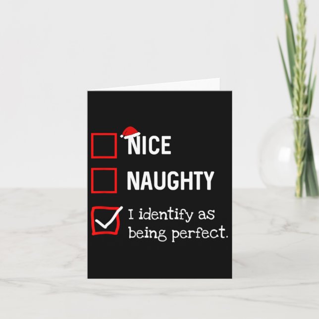 Identify As Perfect Fun Naughty Nice List Christma Card (Front)