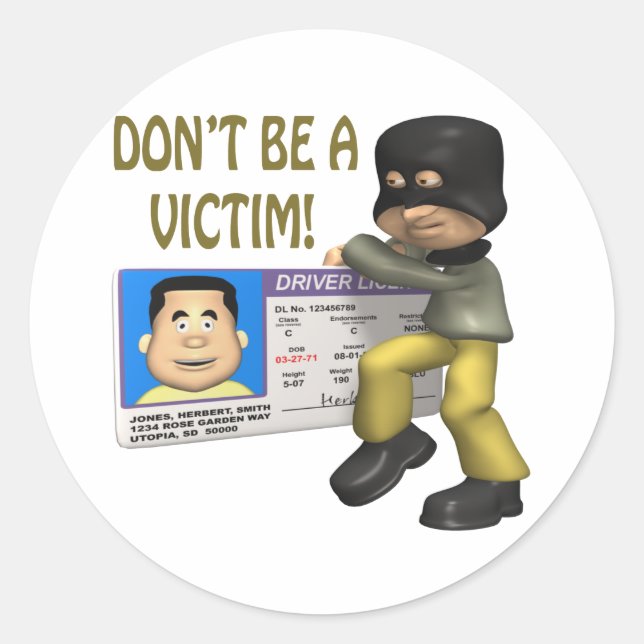 Identity Theft Classic Round Sticker (Front)