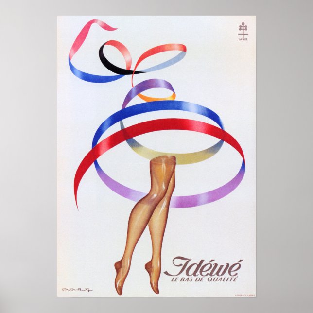 IDEWE Women Stocking Hosiery French Fashion Advert Poster (Front)