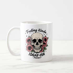 IDGAF ISH Mug   Drôle Skull Floral Coffee Coupe