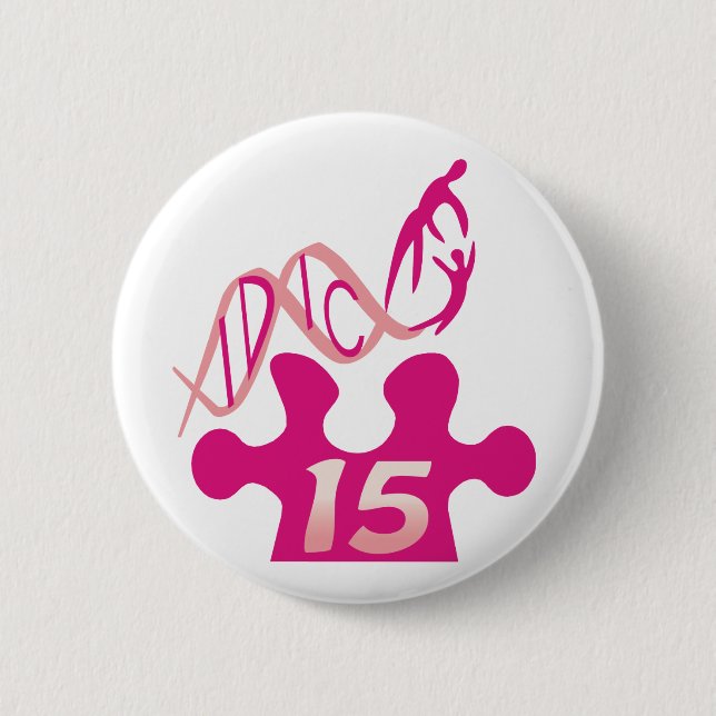 IDIC15 Button Pink Puzzle Button (Front)