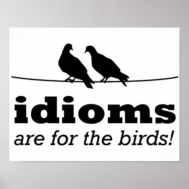 Idioms Are For The Birds Funny Poster Sign Grammar (Front)