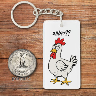 Idiot Chicken Drawing Sarcastic Phrase Bag Charm Keychain