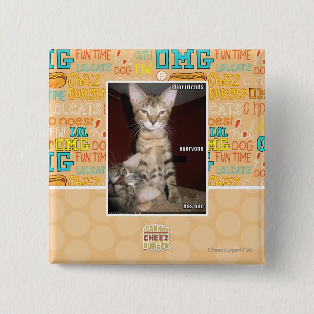 Idiot Friends 2 Inch Square Button (Front)