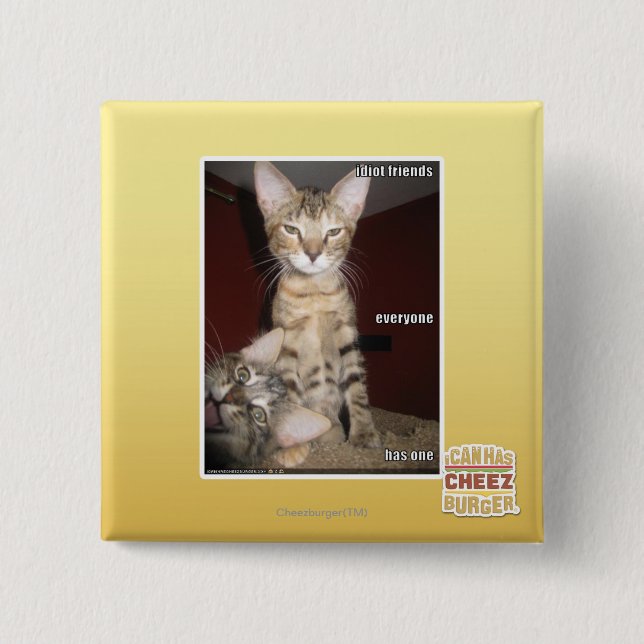 Idiot Friends 2 Inch Square Button (Front)
