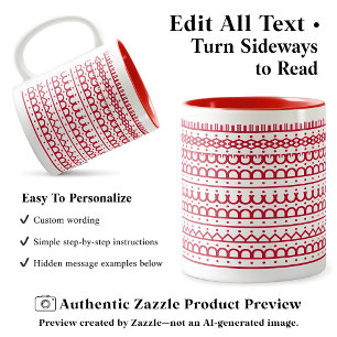 IDK IDC IDGAF Hidden Message Funny Sarcastic Red Two-Tone Coffee Mug