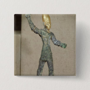 Idol of the god Baal, from Ugarit, Syria 2 Inch Square Button