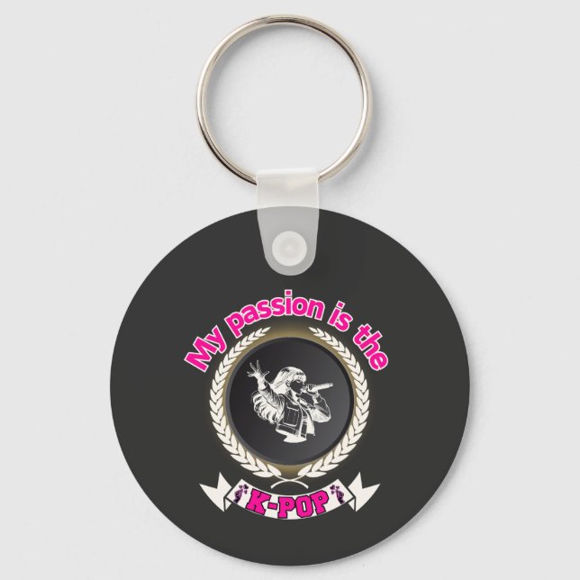 Idol Singing Passion KPop Music Fan Art Design Keychain (Front)