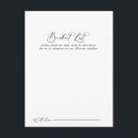 Idyllic Calligraphy Wedding Bucket List Cards<br><div class="desc">These idyllic calligraphy wedding bucket list cards are the perfect activity for a rustic wedding reception or bridal shower. The simple and elegant design features classic and fancy script typography in black and white. 

Change the wording to suit any life event. Bucket list sign is sold separately.</div>