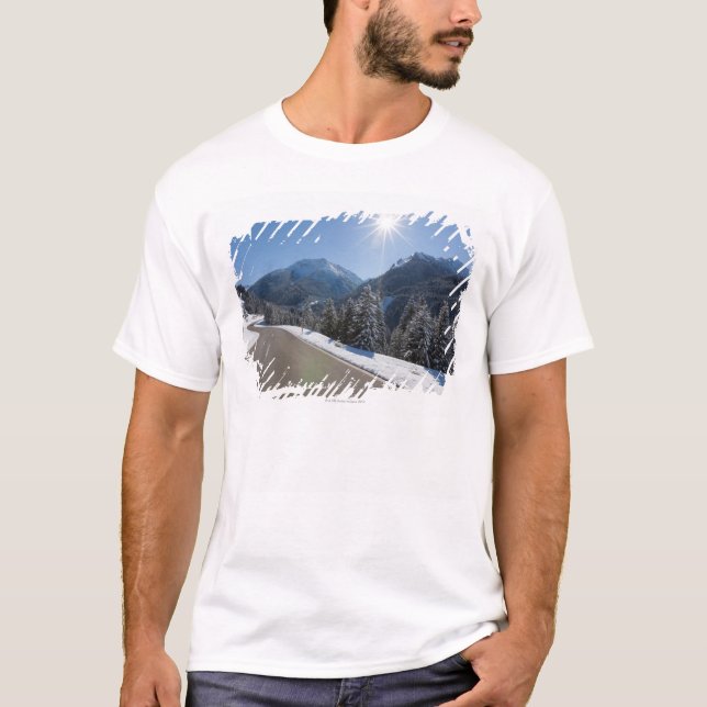 Idyllic empty road thrugh a winter landscape, 2 T-Shirt (Front)