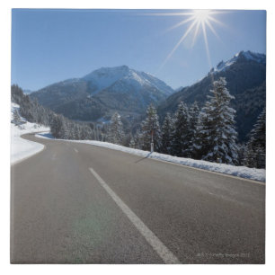 Idyllic empty road thrugh a winter landscape, tile