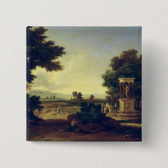 Idyllic Landscape 2 Inch Square Button (Front)